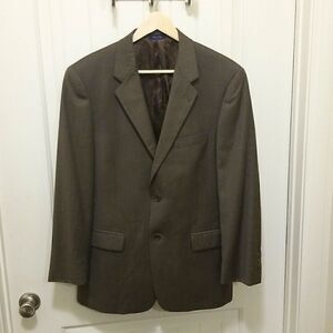 Turnbury Mens Blazer 40 R Brown Silk Wool Sport Coat 2 Button Single Vent Jacket